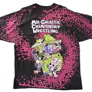 Vintage GWAR Mid-Galactic Championship Wrestling Shirt XL Hanes AOP Mosquitohead